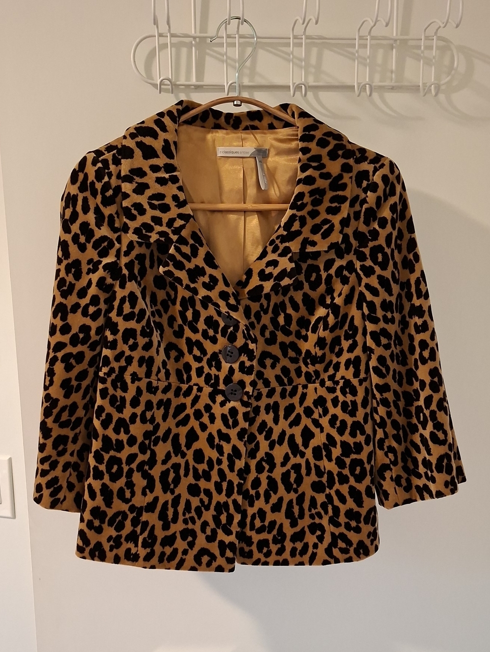 Classiques Entier Tan & Black Velvet Leopard Print Swing/Cape Coat (Size XS)